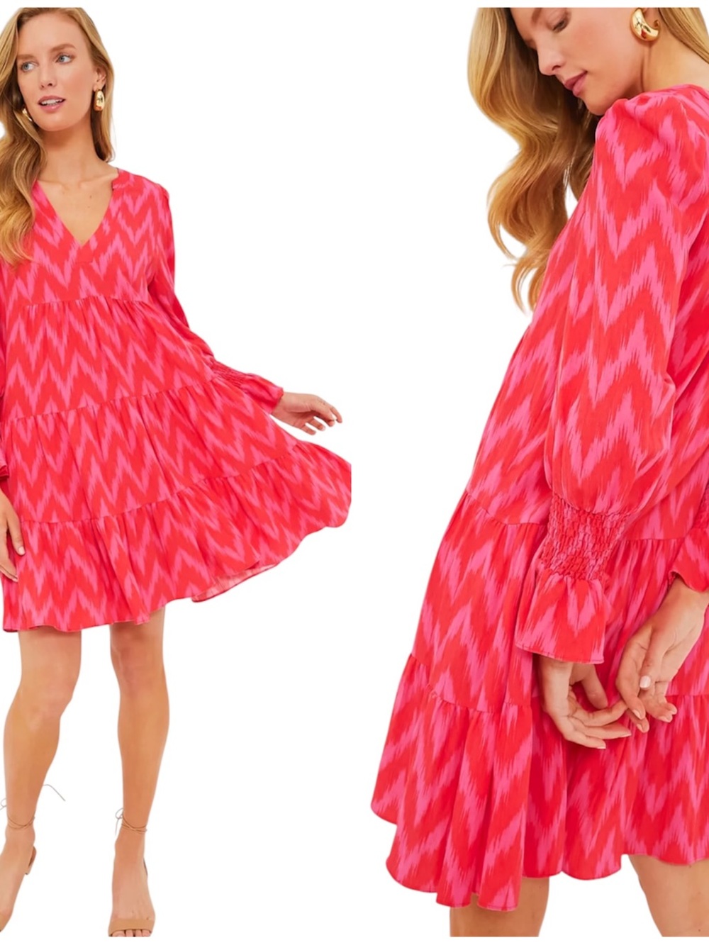 Pomander Place Tuckernuck Hot Pink Ikat Kenzo V-Neck Mini Dress Small